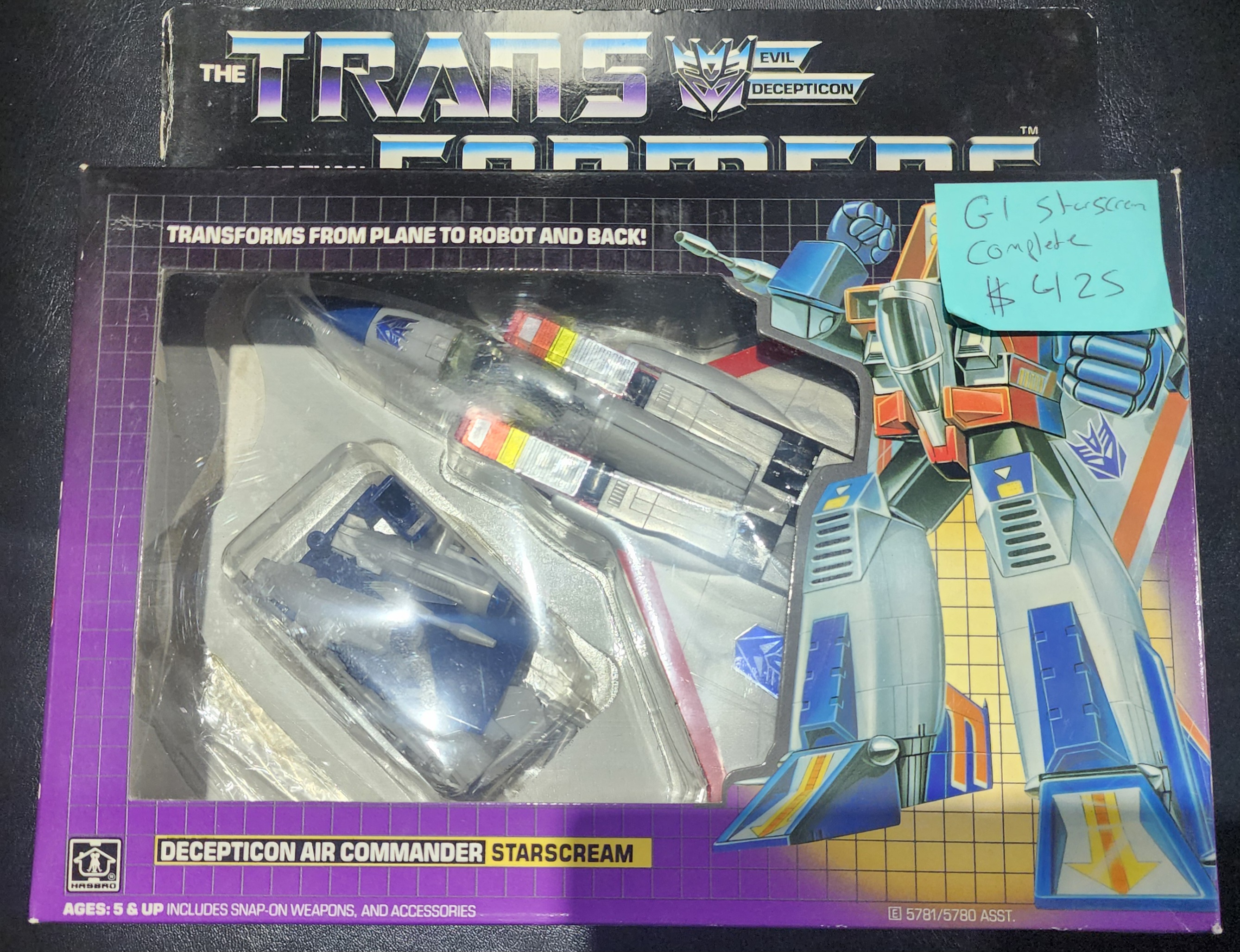Transformers G1 StarScream CIB Missing Points